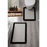 My Evilla Sisal Vektör Kaymaz Tabanlı Kolay Silinebilir 2li Siyah Beyaz Banyo Paspas Seti 60X100-50X60