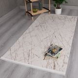 My EvillaModern Dekoratif Star Seri Krem Kahverengi Dokuma Halı 200 x 290