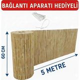 My Family Hasır Çit Kamış Hasır 60X5 Metre Misina Dokuma - Bağlantı Aparatı Hediyeli Balkon Bahçe Çiti