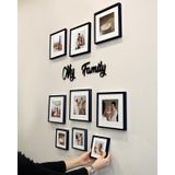 My Family Yazılı Yapışkanlı Sök-tak Paspartulu Siyah Kare Fotoğraf Çerçevesi - 9'lu Paket