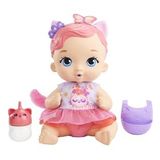My Garden Baby Yavru Kedi Bebeğimin Bakım Zamanı - Pembe Saçlı Bebek (30 cm),bebek bezi, önlüğü, bib (Çok Renkli)