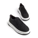 MY GROSS SHOES Erkek Siyah Akıllı Bağcıklı Yüksek Taban Spor Sneaker Ayakkabı