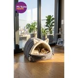 My Gusto Health Kulaklı Peluş Kedi Yatağı – Tünel Tipi Yumuşak Kedi Evi - Gri