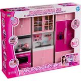 My Happy Kitchen Üçlü Mutfak Seti - Modern Mutfak Seti - Işıklı Sesli Mutfak Oyuncak - Buzdolabı, La