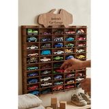 My Kids Room Kişiye Özel Isimlikli 50 Araç Kapasiteli Isimli Araba Rafı - Dekoratif Çocuk Odası Oyuncak Organizer (Hotwheels ve Matcbox Arabaları Için Uygundur) - Kahverengi
