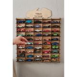 My Kids Room Kişiye Özel İsimlikli 50 Araç Kapasiteli İsimli Araba Rafı - Dekoratif Çocuk Odası Oyuncak Organizer (HOTWHEELS VE MATCBOX ARABALARI IÇİN UYGUNDUR)