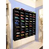 My Kids Room Siyah Renk Araba Rafı 50'li Hotwheels ve Matchbox Arabaları İçin Uygun MDF Malzemeden