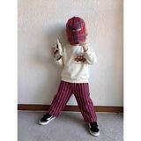My Kids Wear %100 Pamuklu Sweatshirt Desenli 2'li Erkek Bebek&çocuk Takımı - 2 - 3 Yaş - Açık Kırmızı
