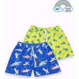 My Kids Wear Erkek Çocuk Degrade Desenli Deniz Şortu 2’li Set 3-16 Yaş 12418 - Karışık - Vizon - 8 - 9 Yaş