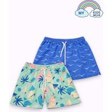 My Kids Wear Erkek Çocuk Degrade Desenli Deniz Şortu 2’li Set 3-16 Yaş 12422 - Beyaz - Mavi - 5 - 6 Yaş