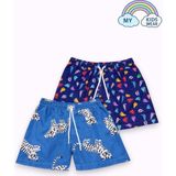 My Kids Wear Erkek Çocuk Degrade Desenli Deniz Şortu 2’li Set 3-16 Yaş 12423 - Kırmızı - Beyaz - 5 - 6 Yaş