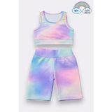 My Kids Wear Kız Çocuk Çok Amaçlı Batik Desenli Mayo & Spor Takımı 12430 - Mavi - Karışık - 3 - 4 Yaş