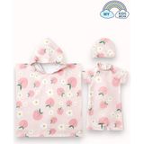 My Kids Wear Kız Çocuk Deniz Kombini 3’lü Set – Mayo, Havlu ve Bone 12583 - Pembe - Karışık - 4 - 5 Yaş
