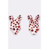 My Kids Wear Kız Çocuk Fırfır Detaylı Şık Tasarım Çapraz Askılı Mayo 12727 - Kırmızı - Beyaz - 5 - 6 Yaş