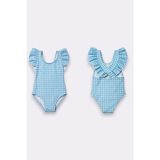 My Kids Wear Kız Çocuk Fırfır Detaylı Şık Tasarım Çapraz Askılı Mayo 12729 - Açık Mavi - 7 - 8 Yaş