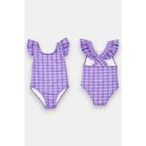 My Kids Wear Kız Çocuk Fırfır Detaylı Şık Tasarım Çapraz Askılı Mayo 12736 - Mor - 5 - 6 Yaş