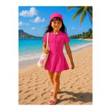 My Kids Wear Kız Çocuk Kısa Kollu Fermuarlı Mayo UV Korumalı Deniz ve Havuz Mayosu 12850