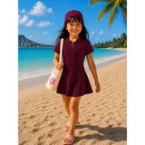My Kids Wear Kız Çocuk Kısa Kollu Fermuarlı Mayo Uv Korumalı Deniz ve Havuz Mayosu 12859 - 13 - 14 Yaş - Çok Renkli-KR3