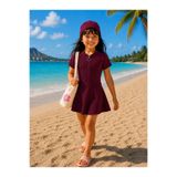 My Kids Wear Kız Çocuk Kısa Kollu Fermuarlı Mayo UV Korumalı Deniz ve Havuz Mayosu 12859