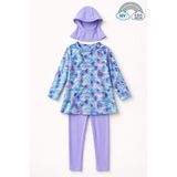 My Kids Wear Kız Çocuk Tesettür Mayo 3 Lü Takım Üst + Tayt + Bone 12569 Lila