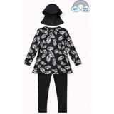My Kids Wear Kız Çocuk Tesettür Mayo 3’lü Takım (Üst + Tayt + Bone) 12565 - Siyah - Beyaz - 9 - 10 Yaş