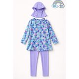 My Kids Wear Kız Çocuk Tesettür Mayo 3’lü Takım (Üst + Tayt + Bone) 12569 - Lila - 9 - 10 Yaş