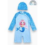 My Kids Wear Kız Çocuk Uzun Kollu Mayo ve Bone-Set 3-10 Yaş 12599 - Mavi - 6 - 7 Yaş
