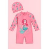 My Kids Wear Kız Cocuk Uzun Kollu Ve Fermuarlı Mayo Takımı 3 -10 Yas 11906 Açık Pembe