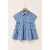 My Kids Wear Mia Düğmeli Denim Kız Çocuk Elbise 12833 - Buz Mavisi - 4 - 5 Yaş