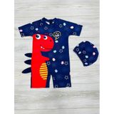 My Kids Wear Tatlı Dino Temalı Boneli Erkek Çocuk Mayo Takımı Lacivert
