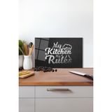 My Kitchen My Rules Cam Kesme Tahtası Silikon Ayaklı, Isıya Kırılmaya Dayanıklı Sunum Kesim Tablası - 23 x 35 cm