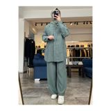 My Magazin Kadın Pamuklu Tunik Pantolon Takım 4906 Haki 1