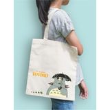 My Neighbor Totoro Anime Y2k Çanta Tote Bag, Pinteret Bez Çanta, Unisex Sokak Tarzı, Okul Çantası - 10D-Krem