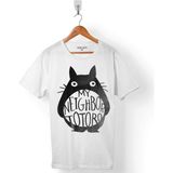 My Neıghbor Totoro Komşum Logo Erkek Tişört - Beyaz - Renkli - XS