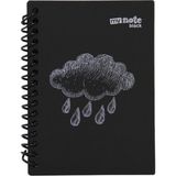 My Note Black A6 60 Siyah Yaprak Çizgisiz Bulut Desen Spiralli Defter