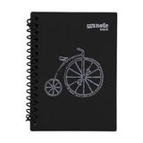 My Note Black Bisiklet Desenli A6 60 Siyah Yaprak Çizgisiz Spiralli Defter