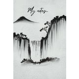 My Notes: Minimalist Japanese Sumi-e Waterfall Notebook | 6" x 9" Inches | 110 Dotted Grid Pages | Paperback Journal | Aesthetic Bullet Journal & Sketchbook
