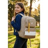 My Polo 2095 Unisex Okul Sırt Çantası Öğrenci Günlük Seyahat Tatil Spor Yürüyüş Seyahat Gezi Kamp Günlük - Vizon