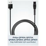 MY POLO TIME Philips OneBlade & Multigroom USB Şarj Kablosu - QP1924 QP2724 QP2824 QP4530 QP4631 MG5910 MG7910 Uyumlu Şarj Kablosu 5V