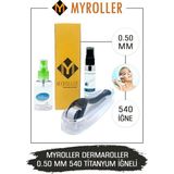 My Roller Myroller Dermaroller - 0,50 mm Ölçü - 540 Titanyum İğneli - Saç Sakal Yüz ve Cilt Bakım Derma Roller - 0.50 mm - Siyah