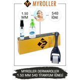 My Roller Myroller Dermaroller - 1,50 mm Ölçü - 540 Titanyum İğneli - Saç Sakal Yüz ve Cilt Bakım Derma Roller - 1.5 mm - Siyah