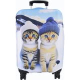 My Saraciye 83 Kedi Kar Valiz Bavul Kılıfı Kedi Kar 83 - Mavi - Orta Boy