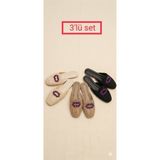 MY STİL MODA 3'lü Paket Kadın Günlük Terlik Çeyiz Bohça Gelin Ev Misafir Dışarı Terliği