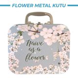 My Style Fl-44 Flower Metal Kutu | Kulplu Saklama Kutusu, Çiçek Desenli Metal Organizer 20,5X17X6,5 Cm