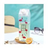 My Style Flamingo 500ML Mika Süt Kutu Tasarımlı Su Kahve Içecek Şişesi Cam Değildir Kahve ve Sunum Bardağı - Şeffaf