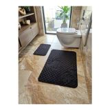 My Sweet Home Modern Siyah Klozet Takımı – 2’Li Şık Banyo Paspas Seti, 50X90 & 40X50 Cm