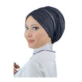 MY UKİYO SORE Simli Taş Detaylı Büzgülü Tesettür Abiye Bone Şal