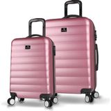 My Valice Colors İkili Set Rose Gold ABS Valiz Seti (Kabin ve Orta Boy) Teleskopik Saplı