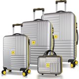 My Valice Puzzle Gri ABS Kabin Orta Büyük ve Makyaj Boy 4'lü Travel Valiz Seti