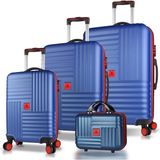 My Valice Puzzle Lacivert ABS Kabin Orta Büyük ve Makyaj Boy 4'lü Travel Valiz Seti